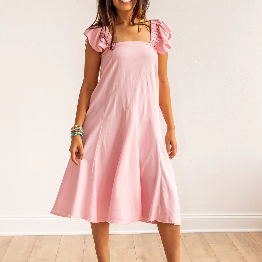 White/Pink Linen Versi Dress