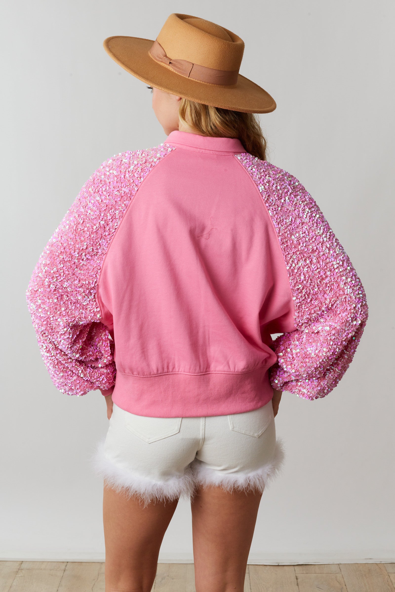 Pink sequin online sweatshirt